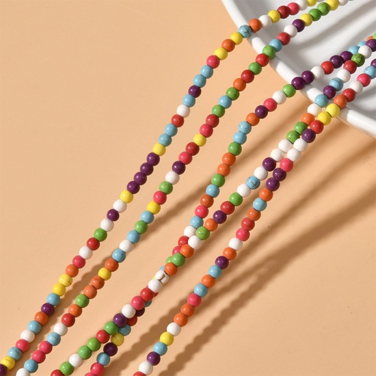 Immagine di Turchese ( Sintetico ) Stile Ins Perline Tondo Multicolore 1 Filo