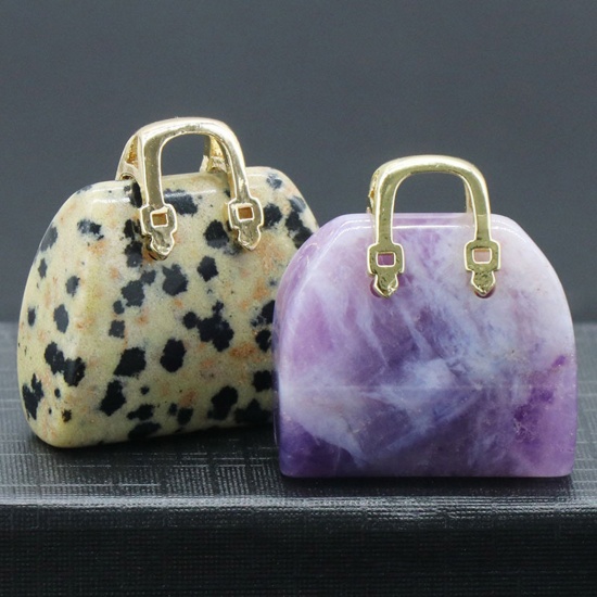 Picture of Gemstone Ins Style Charms Gold Plated Multicolor Handbag 27mm x 25mm