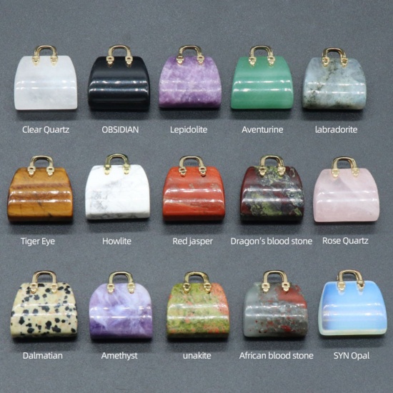 Picture of Gemstone Ins Style Charms Gold Plated Multicolor Handbag 27mm x 25mm