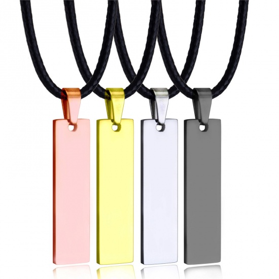 Immagine di 201 Acciaio Inossidabile Ciondoli Rettangolo Multicolore Modifiche in bianco di timbratura Due Lati 4.5cm x 1cm , 1 Pz