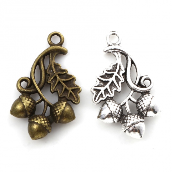 Picture of Zinc Based Alloy Charms Multicolor Acorn Leaf 3D 26mm x 15mm
