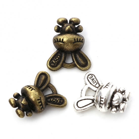 Picture of Zinc Based Alloy Charms Multicolor Rabbit Animal 3D 17mm x 14mm