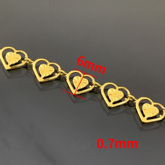 Picture of 304 Stainless Steel Handmade Link Chain Heart Multicolor Hollow 6mm