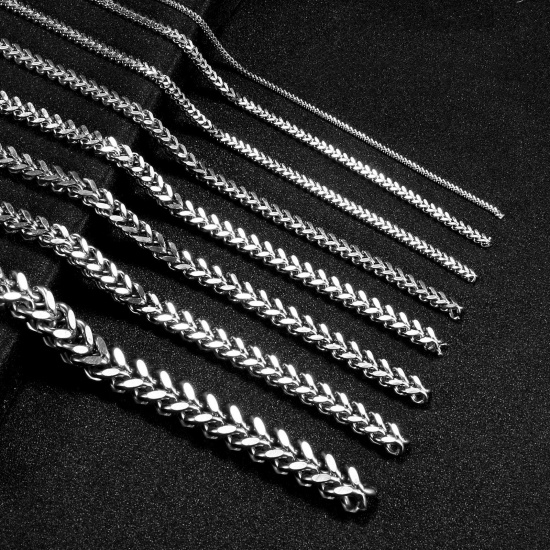 Picture of 304 Stainless Steel Foxtail Chain Silver Tone