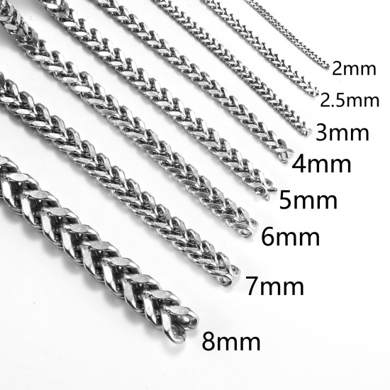 Picture of 304 Stainless Steel Foxtail Chain Silver Tone