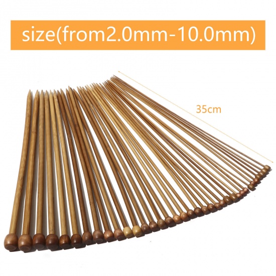 Picture of Bamboo Single Pointed Knitting Needles Brown 35cm(13 6/8") long