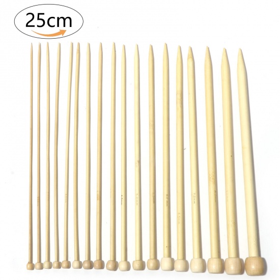 Picture of Bamboo Single Pointed Knitting Needles Natural 25cm(9 7/8") long
