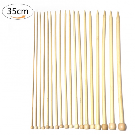 Picture of Bamboo Single Pointed Knitting Needles Natural 35cm(13 6/8") long