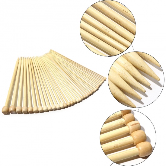 Picture of Bamboo Single Pointed Knitting Needles Natural 35cm(13 6/8") long