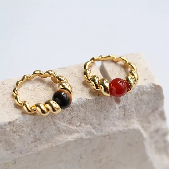 Picture of Titanium Steel Ins Style Unadjustable Rings 18K Gold Plated Multicolor Braided Round