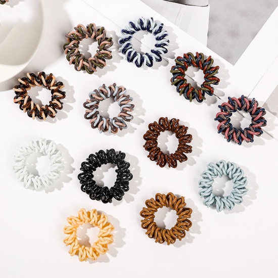 Picture of Resin Simple Ponytail Holder Hair Ties Band Scrunchies Multicolor Spiral Elastic 4.5cm Dia.