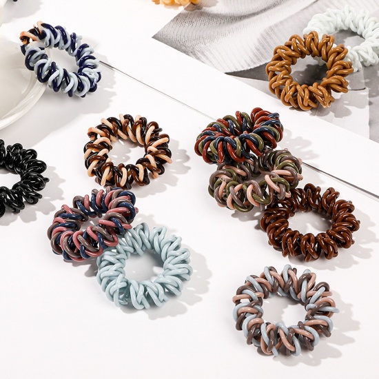 Picture of Resin Simple Ponytail Holder Hair Ties Band Scrunchies Multicolor Spiral Elastic 4.5cm Dia.