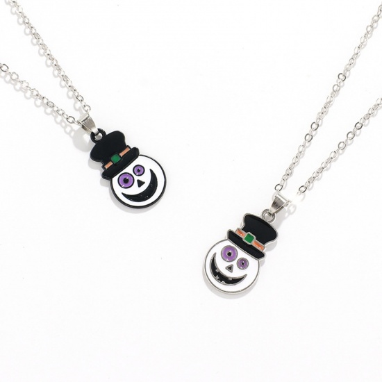 Picture of Halloween Necklace Silver Tone Enamel 40cm(15 6/8") long