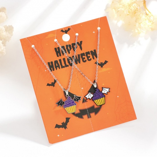 Picture of Halloween Necklace Silver Tone Enamel 40cm(15 6/8") long