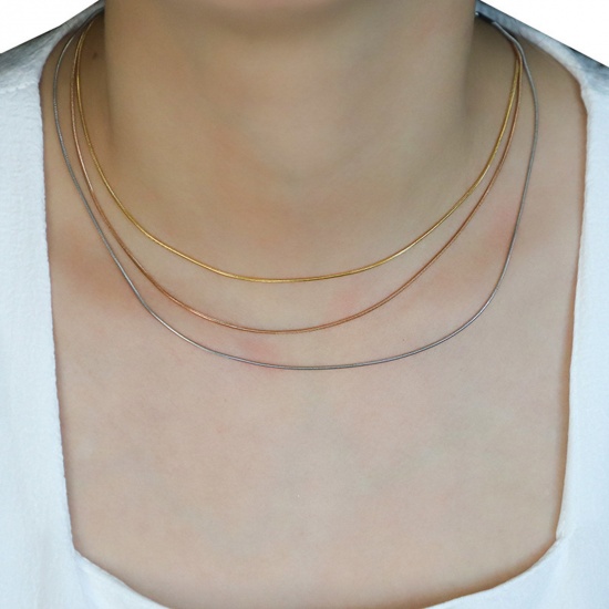 Bild von 304 Edelstahl Ins Stil Schlangenkette Kette Halskette Bunt 40cm lang, Kettengröße: 1mm, 1 Strang