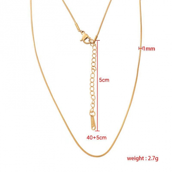 Bild von 304 Edelstahl Ins Stil Schlangenkette Kette Halskette Bunt 40cm lang, Kettengröße: 1mm, 1 Strang