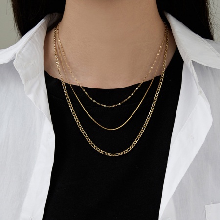 Umweltfreundlich Einfach und lässig Stilvoll 18K Gold plattiert 304 Edelstahl Schmuckkette Kette Halskette Für Frauen 1 Strang