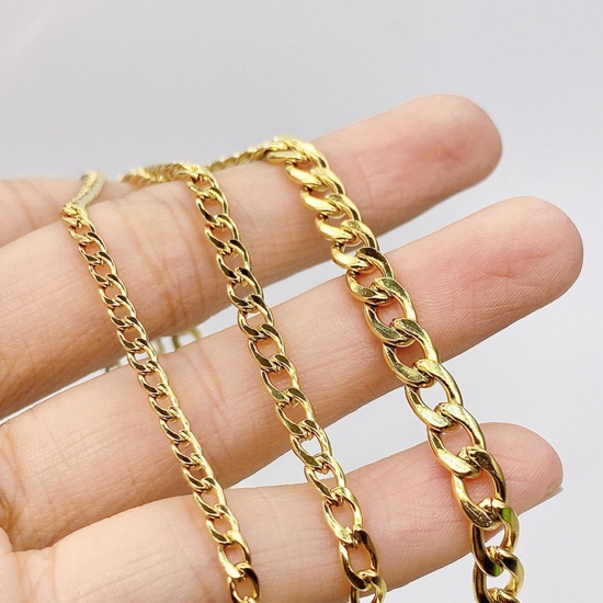 Picture of Eco-friendly Simple & Casual Stylish 18K Real Gold Plated 304 Stainless Steel Cuban Link Chain Necklace For Women