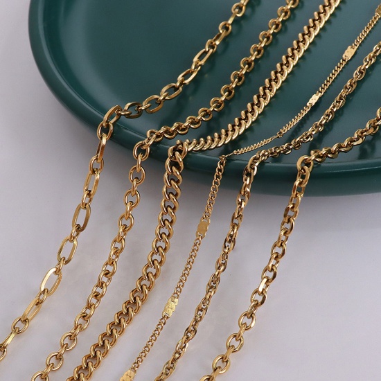 Picture of Eco-friendly Simple & Casual Stylish 18K Real Gold Plated 304 Stainless Steel Link Chain Necklace For Women