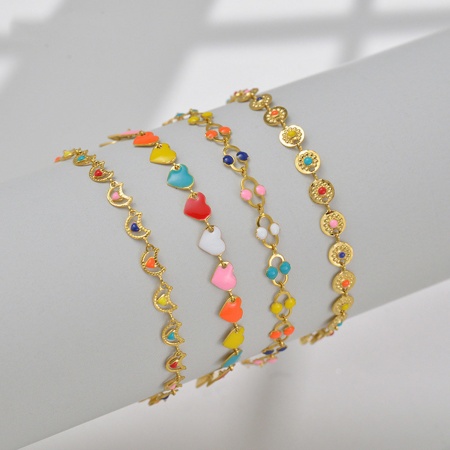 304 Stainless Steel Stylish Link Chain Bracelets Gold Plated Multicolor