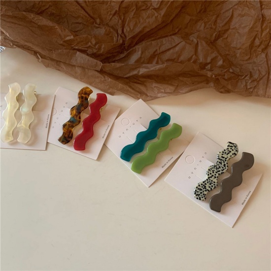 Picture of Acetic Acid Resin Acetate Acrylic Acetimar Marble Hair Clips Wave Multicolor
