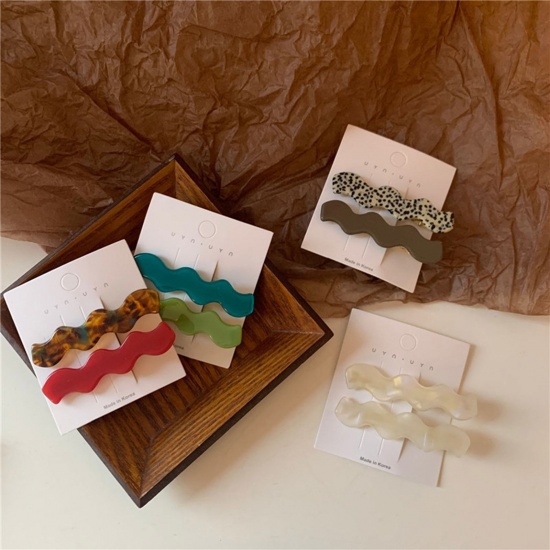 Picture of Acetic Acid Resin Acetate Acrylic Acetimar Marble Hair Clips Wave Multicolor