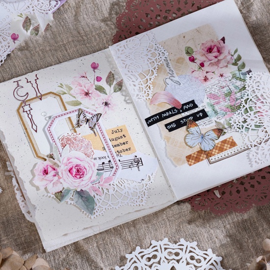 Immagine di Carta DIY Decorazione Di Scrapbook Adesivi Bianco Pizzo Filigrana 16cm x 12cm, 1 Serie ( 10 Pz/Serie)