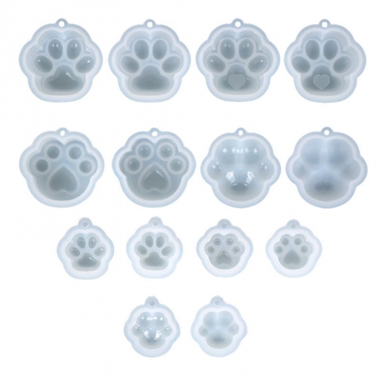 Picture of Silicone Resin Mold For Jewelry Making Paw Print White