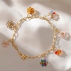 Picture of 304 Stainless Steel & Glass Handmade Charms Gold Plated Multicolor Flower 10mm Dia.