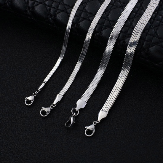 Picture of 304 Stainless Steel Simple Snake Chain Necklace Silver Tone