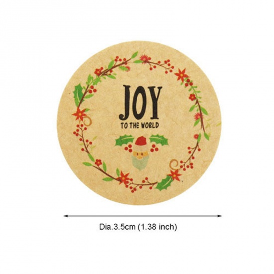 Image de Joints Autocollants Etiquettes Noël en Papier Multicolore Rond 15.8cm x 12.2cm, 10 Pièces