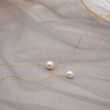 Picture of Eco-friendly Dainty Classic 18K Gold Plated Freshwater Cultured Pearl Link Cable Chain Round Pendant Necklace For Women