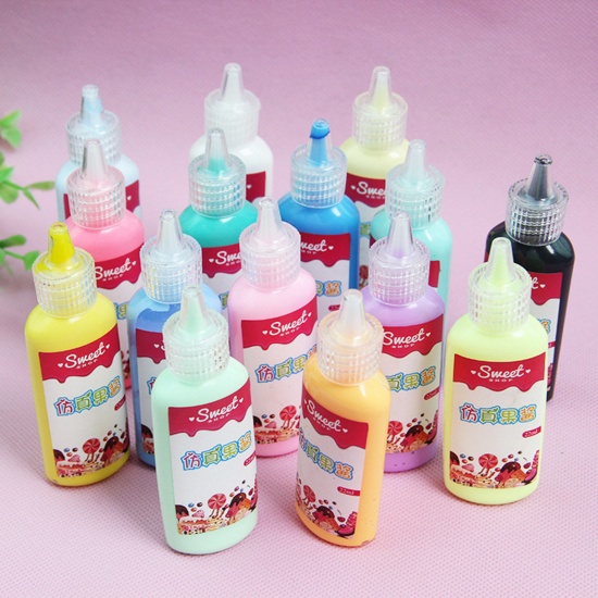 Image de ( 22ml ) Diy Fausse Argile à La Crème Fouettée en Résine Multicolore Confiture Imitation 9.5cm x 3cm, 1 Pièce