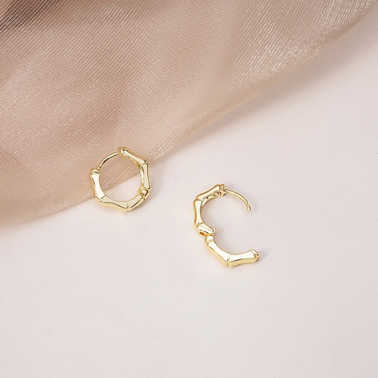 Picture of Brass Geometry Series Hoop Earrings Multicolor Round Bamboo 16mm Dia.                                                                                                                                                                                         