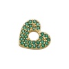 Picture of Brass Valentine's Day Charms 18K Gold Plated Heart Micro Pave Multicolour Cubic Zirconia 13mm x 12mm