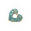 Picture of Brass Valentine's Day Charms 18K Gold Plated Heart Micro Pave Multicolour Cubic Zirconia 13mm x 12mm