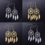 Picture of Titanium Steel Ear Post Stud Earrings Multicolor Dream Catcher Feather Hollow 7cm x 2cm, Post/ Wire Size: (20 gauge)