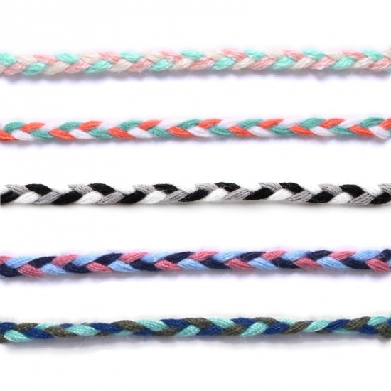 Picture of Cotton & Linen Ethnic Waved String Braided Friendship Bracelets Multicolor Tassel Adjustable 16cm - 18cm long