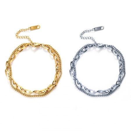 304 Acero Inoxidable Elegante Cadenas Collar Múltiples Capas Multicolor 17cm longitud, 1 Unidad