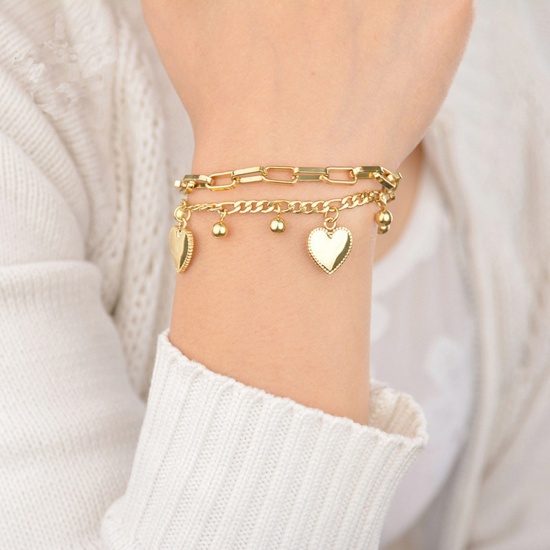 Picture of Wholesale 304 Stainless Steel Bracelets, Multicolor Women's Stylish Gift Jewelry Supply, 16.5cm(6 4/8") long