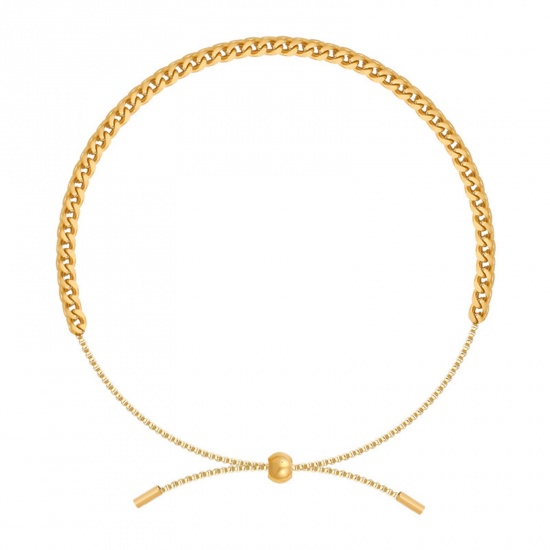 Image de Bracelet Bolo Réglable Nœud Glissé Chaîne Foxtail Élégant en 304 Acier Inoxydable Multicolore 27cm long, 1 Pièce