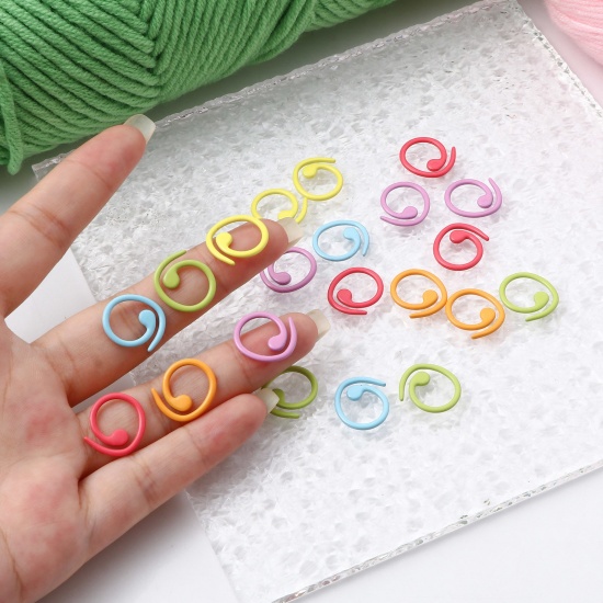 Picture of Zinc Based Alloy Knitting Stitch Markers Spiral Multicolor Painted 15mm