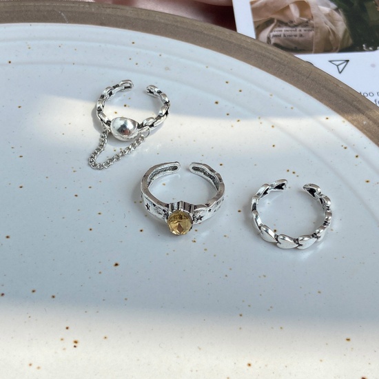 Picture of Simple Open Adjustable Rings Set Heart Moon