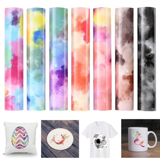 Picture of PU Thermal Transfer Sheet Paper For DIY Craft Multicolor Rectangle Tie-Dye 30.5cm x 25cm
