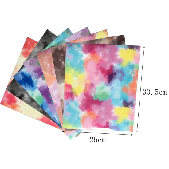 Изображение 1 Лист PU Листовая бумага для термопереноса для поделок своими руками Разноцветный Прямоугольник Тай-краситель 30.5см x 25см