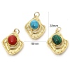 Picture of Brass Charms Gold Plated Multicolor Irregular Imitation Gemstones 28mm x 18mm