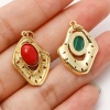 Picture of Brass Charms Gold Plated Multicolor Irregular Imitation Gemstones 28mm x 18mm