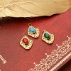 Picture of Brass Charms Gold Plated Multicolor Irregular Imitation Gemstones 28mm x 18mm