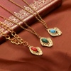 Picture of Brass Charms Gold Plated Multicolor Irregular Imitation Gemstones 28mm x 18mm