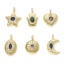 Immagine di Ottone Micro Intarsio Charms Oro Placcato Trasparente & Blu Cubic Zirconiae 1 Pz